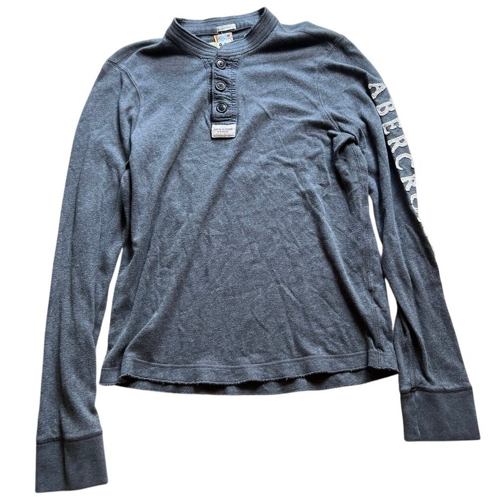 Abercrombie Fitch Shirt Mens Large Gray Muscle Henley Waffle Thermal Y2K Preppy
